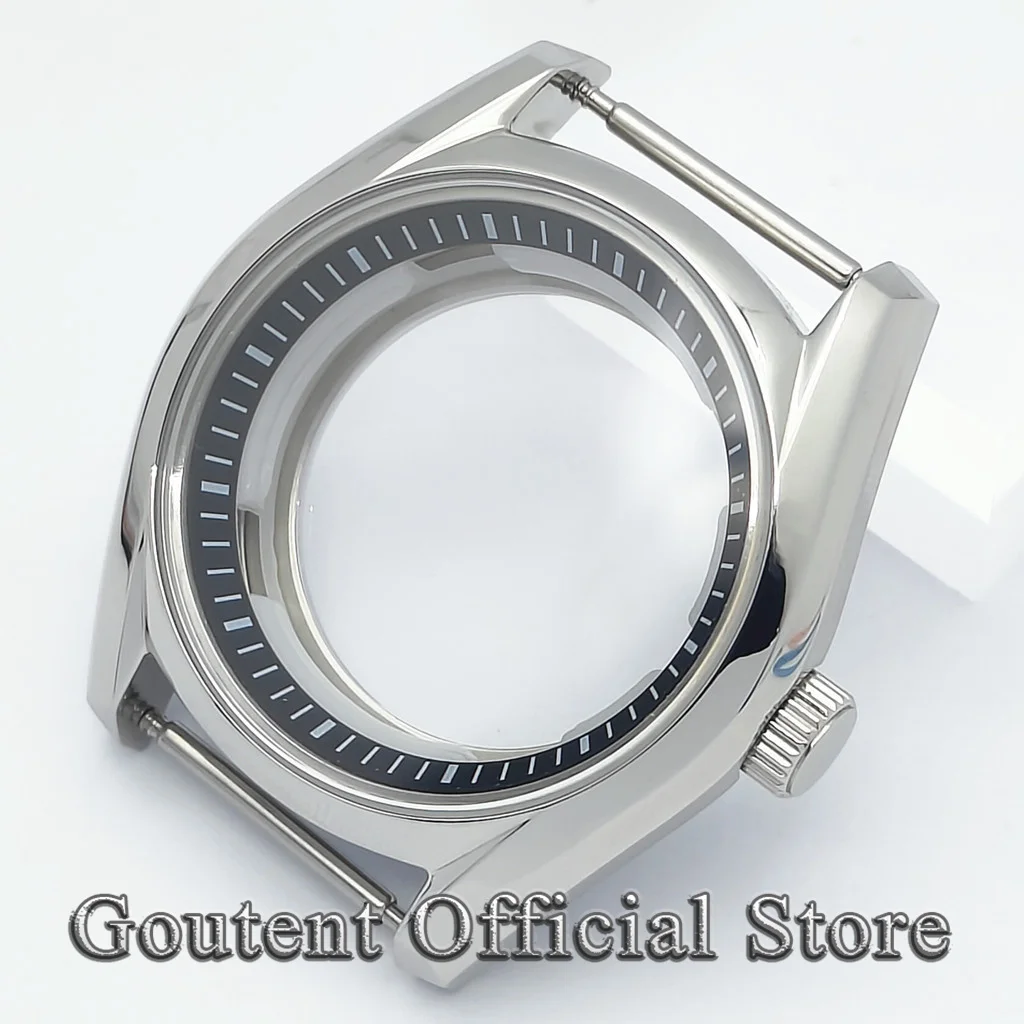 

Gouten 40mm silver sapphire glass case with inner shadow transparent back cover, NH35 NH36 automatic movement