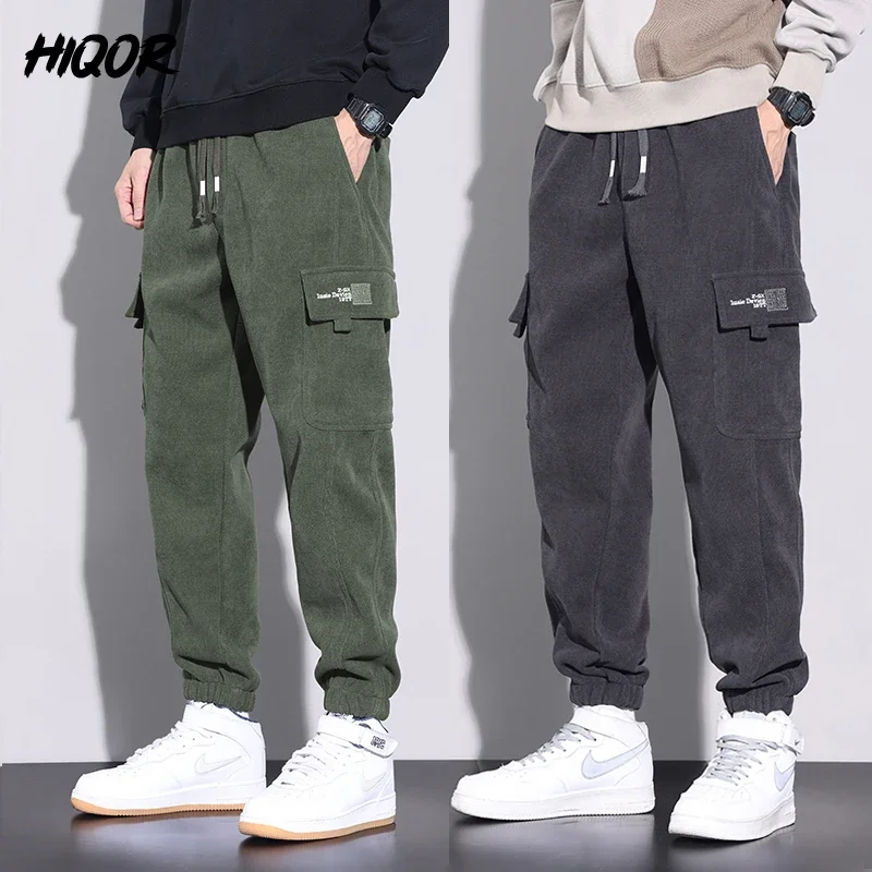 

HIQOR Pants for Mens 2024 Winter Fleece Casual Pants Loose Men Trousers Y2k Cargo Harem Pants Jogger Hombre Fashion Men Clothing