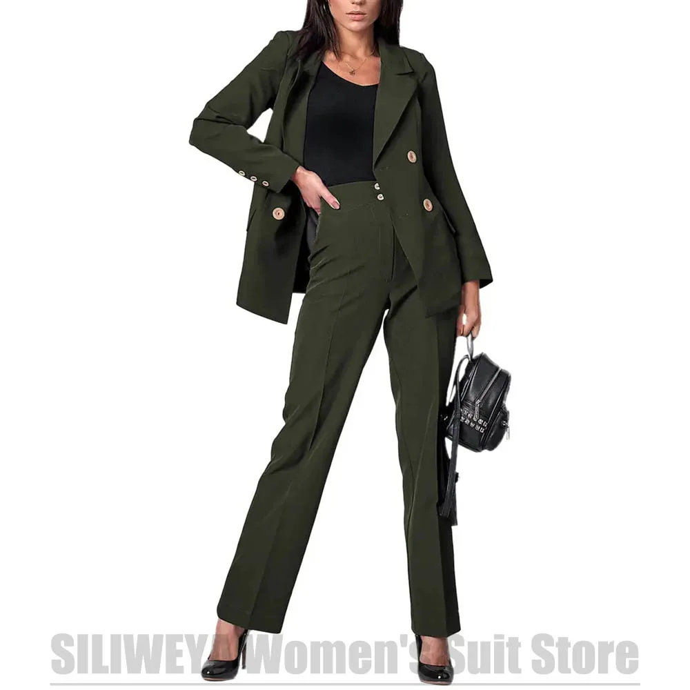Damski dwurzędowy garnitur, elegancki, do biura, dwuczęściowy strój, biznesowy casual, na co dzień, na imprezę, nowoczesne garnitury szyte na miarę.