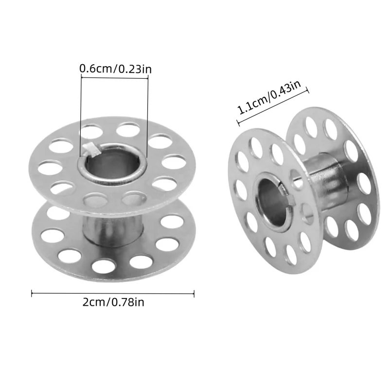 Household Sewing Machine Coil Roller Metal Bobbins Empty Spool Stainless Steel for Silk Thread Winding Brother Tailoring Parts
