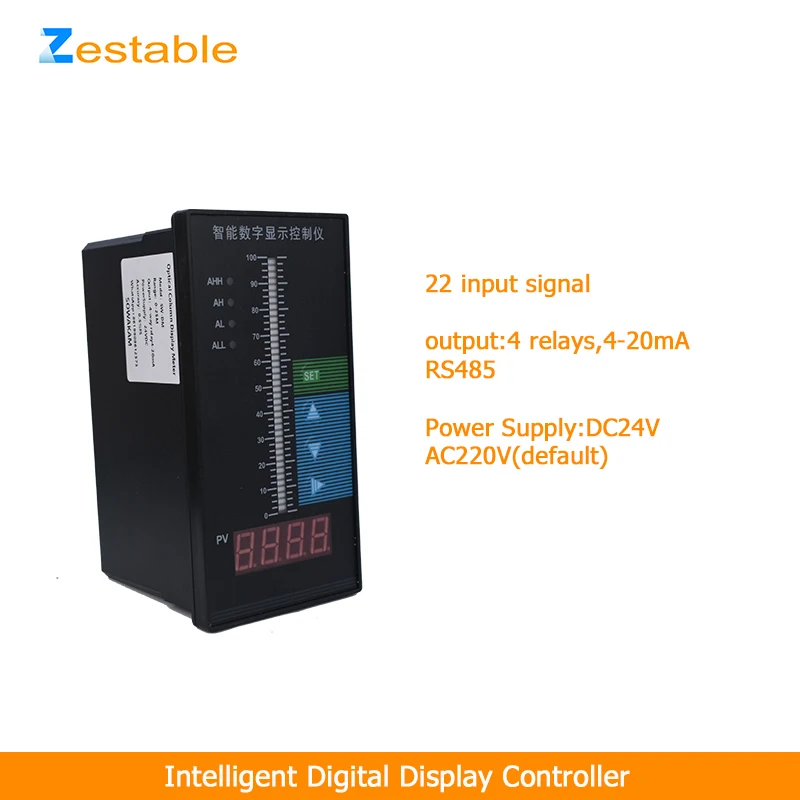 Uscita allarme 4-20 mA Display digitale Colonna luminosa singola Strumento di controllo indimatore di livello Strumento di regolazione del livello