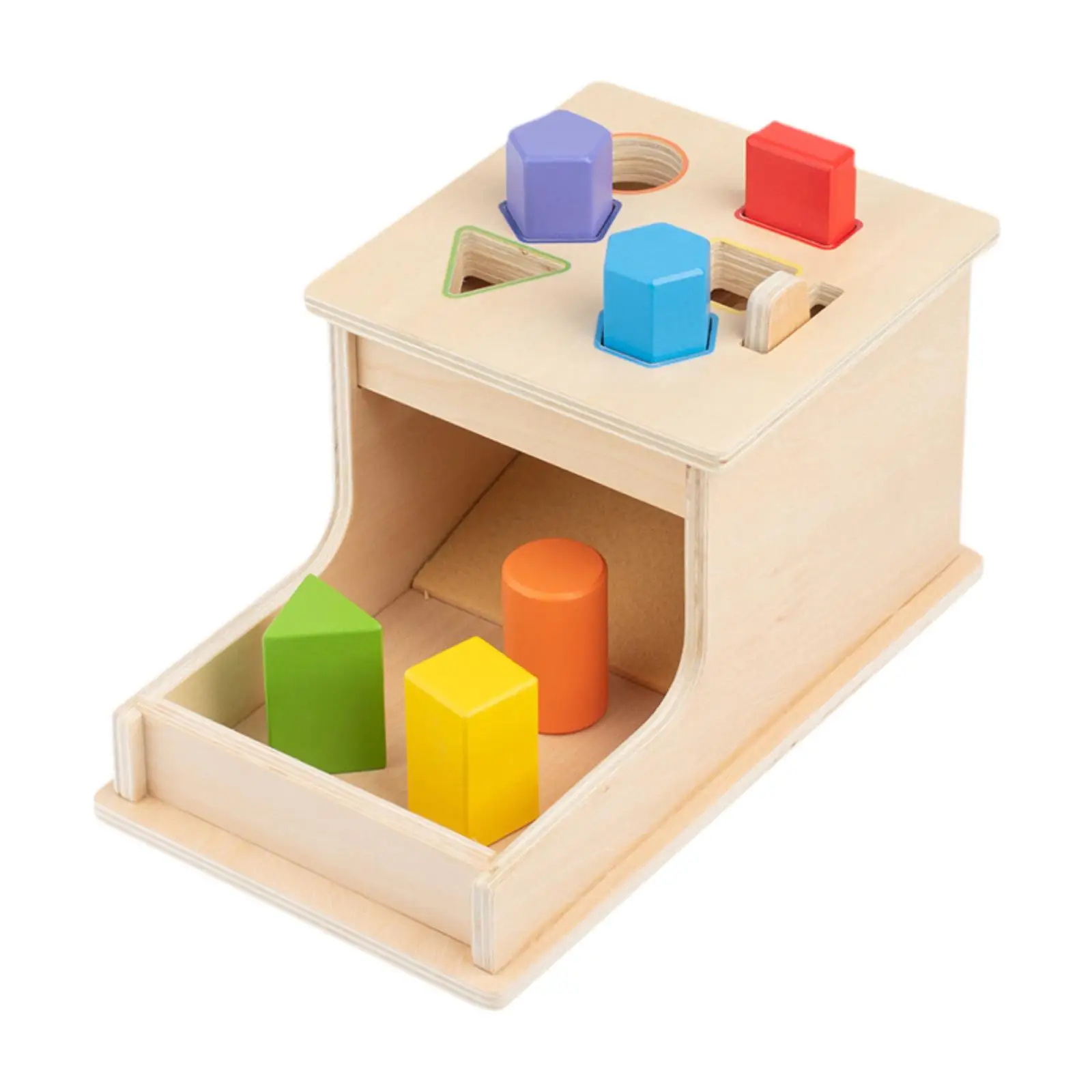 

Montessori Toy Object Permanence Box Early Educational Wooden Drop Toy Matching Box for Toddlers Preschooler Boys Girls Kids