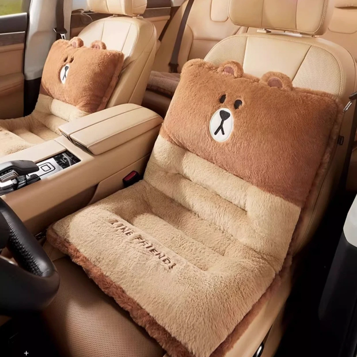 

Зимняя теплая автомобильная поясная подушка для сиденья, милая мультяшная плюшевая подушка для стула с толстым нескользящим дизайном, встроенная подушка