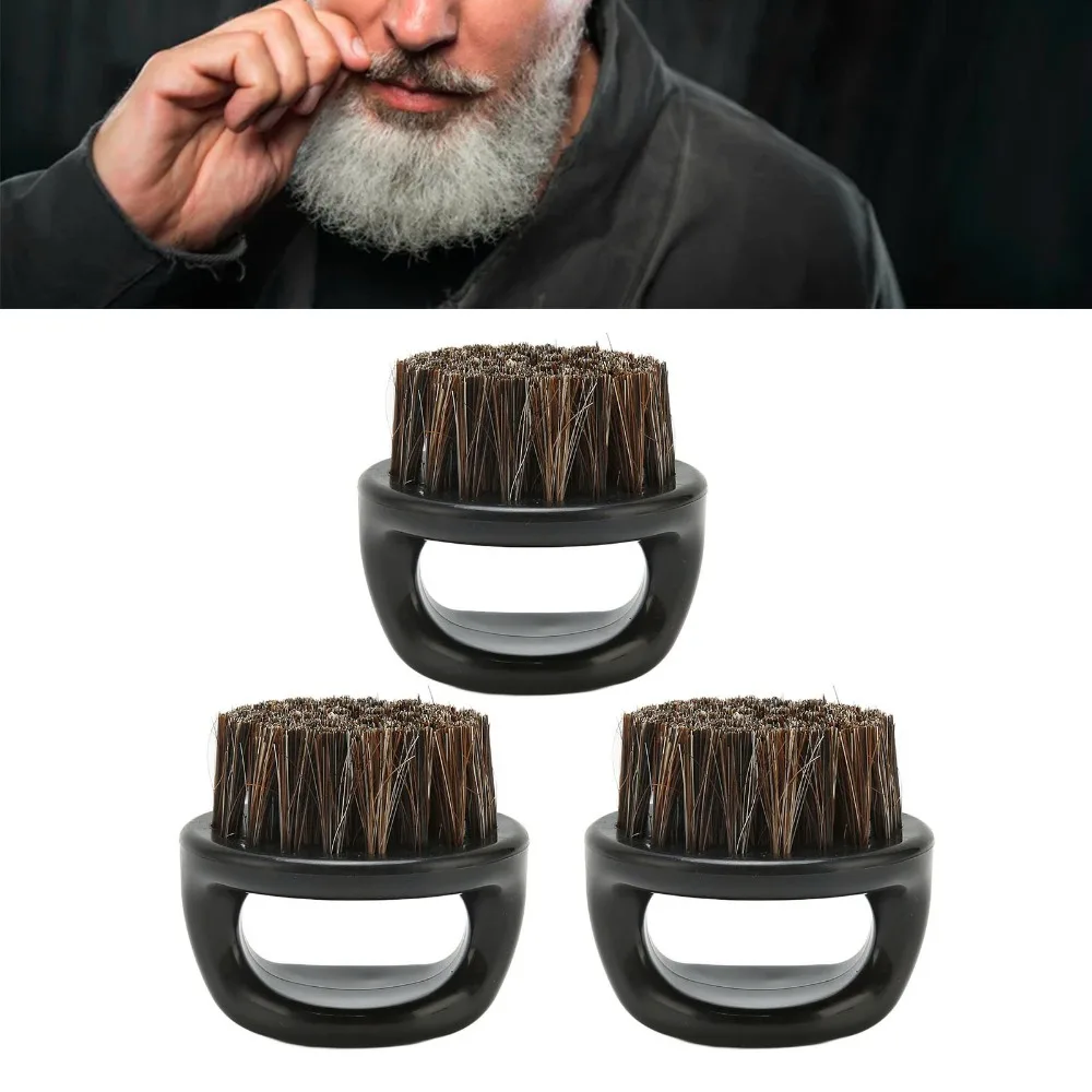 3PCS Round Handle Beard Brush Anti Static Comfortable Beard Cleaning Brush Portable Practical Facial Beard Brush Salon Use