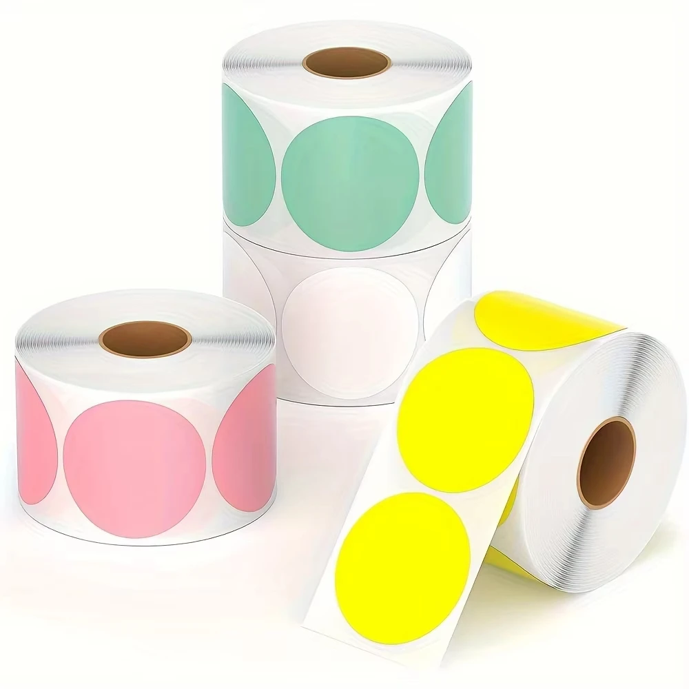 Circle Sticker Labels 2Inch Color Adhsive Label Paper Compatible With Laser Thermal Printer For Product Spice Jar Label Stickers
