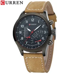 CURREN 8139 Luxury Men Watches Leather Strap Waterproof Sports Quartz Wristwatch for Men Watches Male Clock reloj hombre