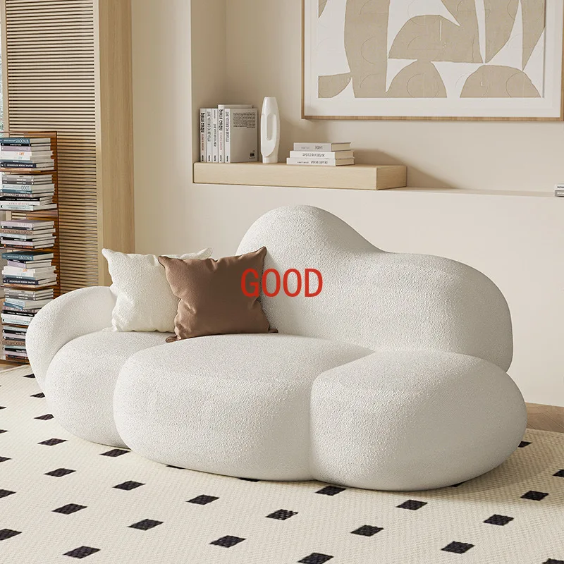 Nordic designer cloud sofa lambskin arc hotel beauty  homestay fabric special-shaped wabi-sabi style sofa