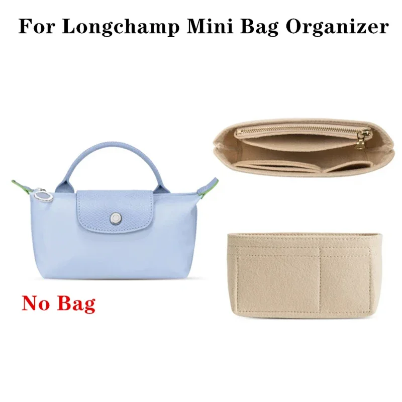 Aksesori saku Liner Felt lembut Organizer tas tahan lama untuk tas Mini Longchamp tas tangan memperluas ruang penyimpanan kantong sisipan