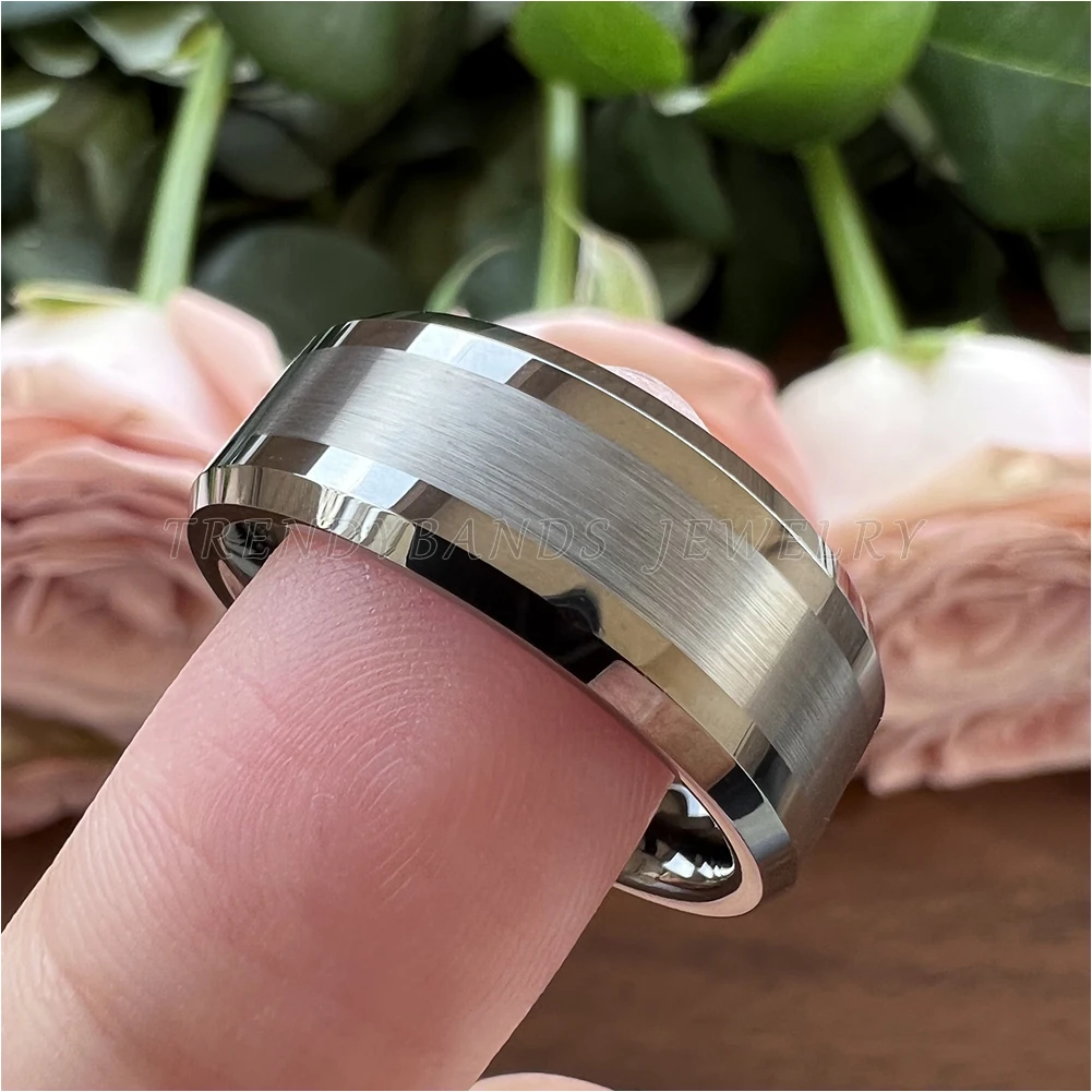 6mm 8mm Gunmetal Tungsten Carbide Wedding Band Engagement Ring for Men Women Fashion Jewelry Brushed Finish Comfort Fit