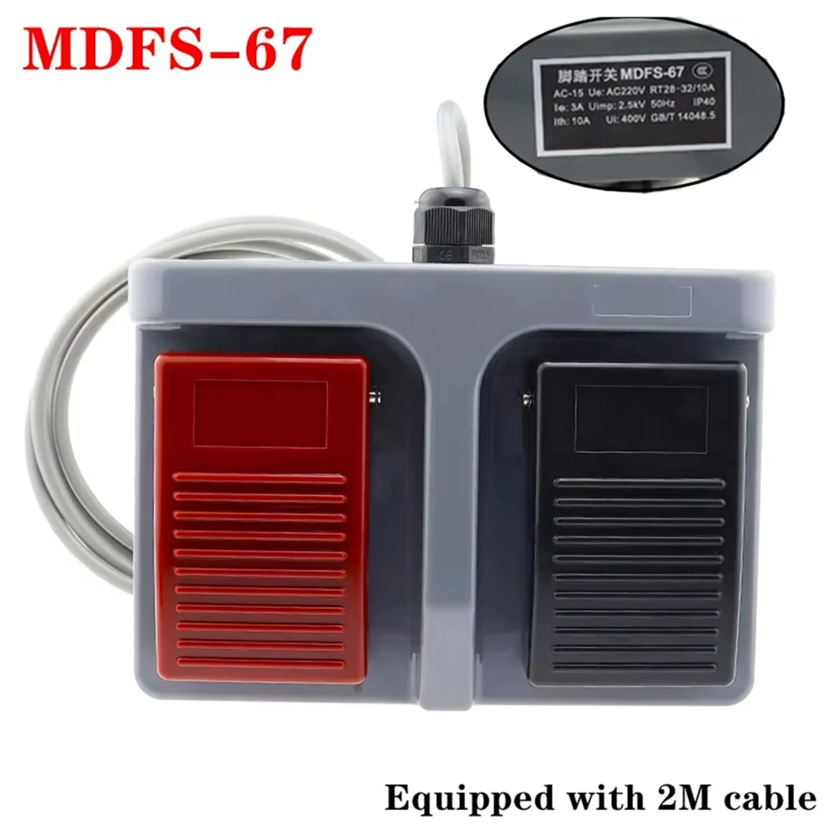 

A002 Upgrade Foot Switch MDFS-67 Dual Foot Switch, with 10A/220V AC Wire Self Resetting Forging and Textile B