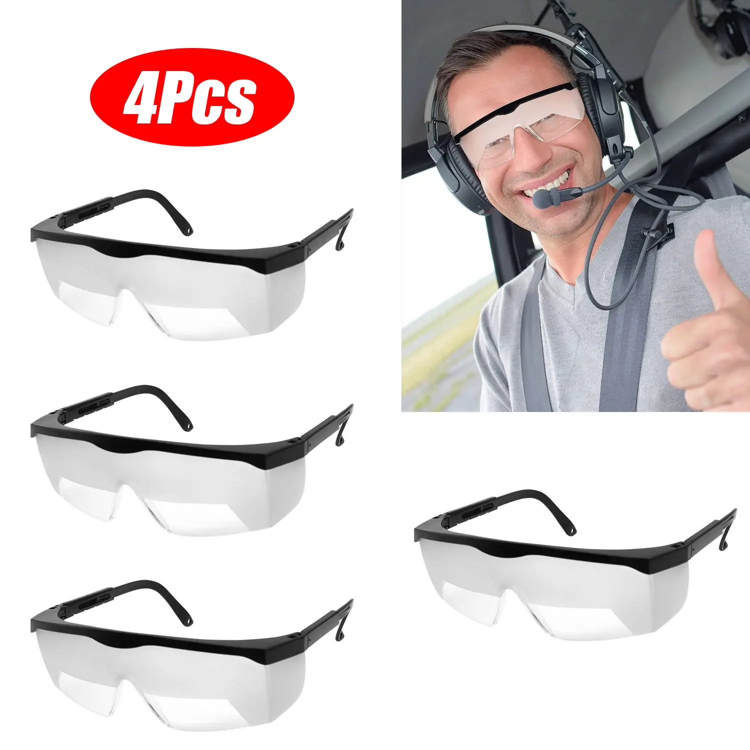 Pilot Safety Glasses View Limiting Cloud Eyewear IFR Training Aviation Flight Goggles Frosted Anti-Fog Certified Eye Protection