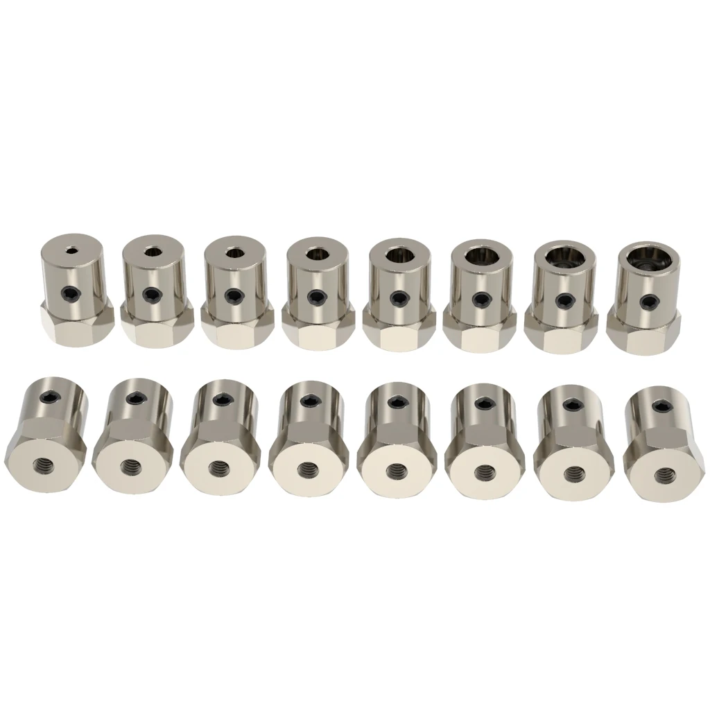 D12L18 3-6mm Carbon Steel Hexagonal Coupling Couplings 12mm Tires Connector Adapter L 18mm DIY RC Car Shaft Coupler Parts
