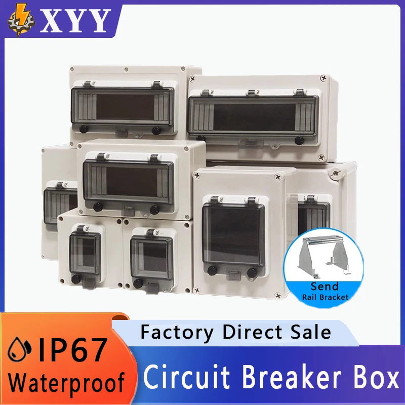 

IP67 Circuit Breaker 2/3/4/5/6/8/10/12/13/16/18 Way PC ABS Plastic MCB Power Junction Box Waterproof Electrical Distribution Box