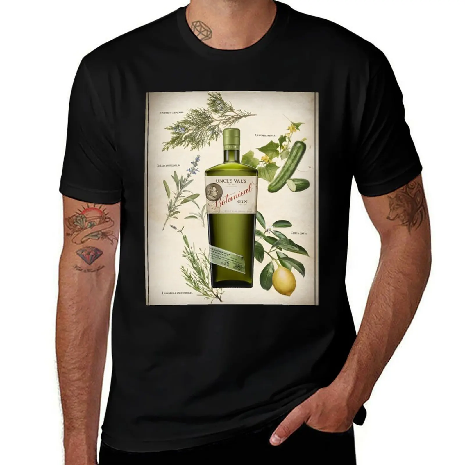 Camiseta con ilustración botánica de Gin Uncle Vals, camiseta informal de verano de talla grande