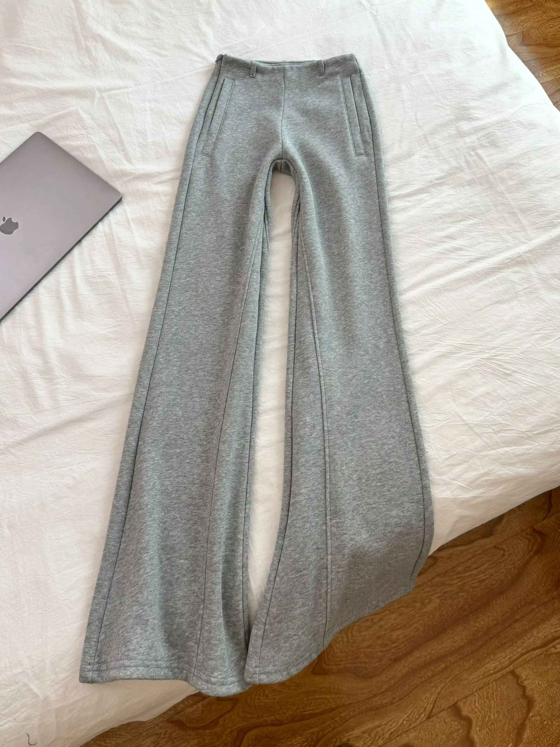 

Женские повседневные брюки-клеш с высокой талией, утепленные флисом, свободного кроя, в корейском стиле, весна-осень-зима