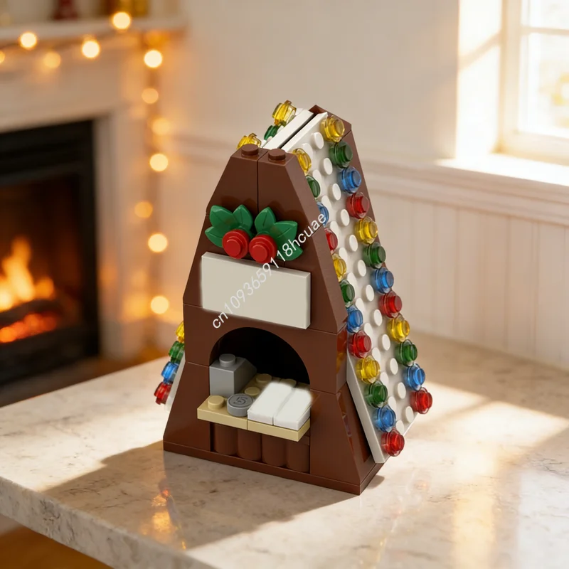 108 Piezas MOC, Caseta de Boletos de Pueblo Invernal, Modelo de Temporada, Bloques de Construcción, Juguete de Construcción, Regalos de Navidad, Ladrillos Educativos Creativos