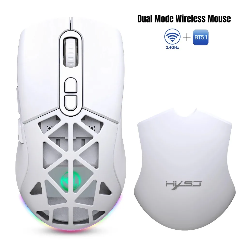 

Dual Mode Bluetooth 2.4G Wireless Gaming Mouse RGB Backlight Lightweight 4800 DPI Rechargeable Battery BT5.1 for iPad Laptop PC