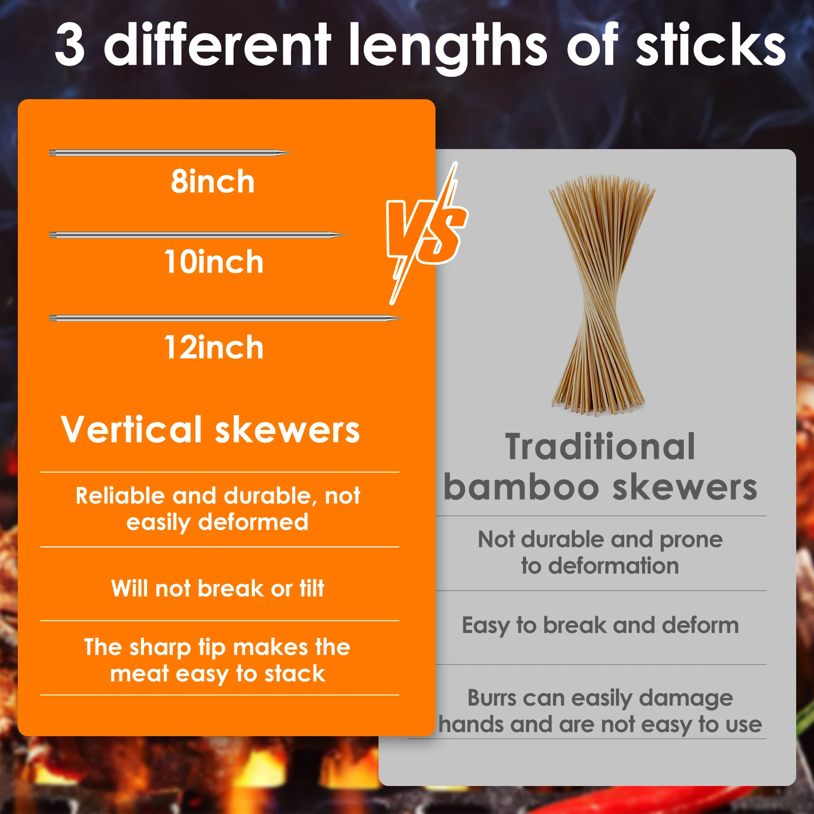 Vertical Skewer Stainless Steel Vertical Kebab Skewer Stand Vertical Kebab Skewer Stand With 8/10/12 Inch Removable Spikes