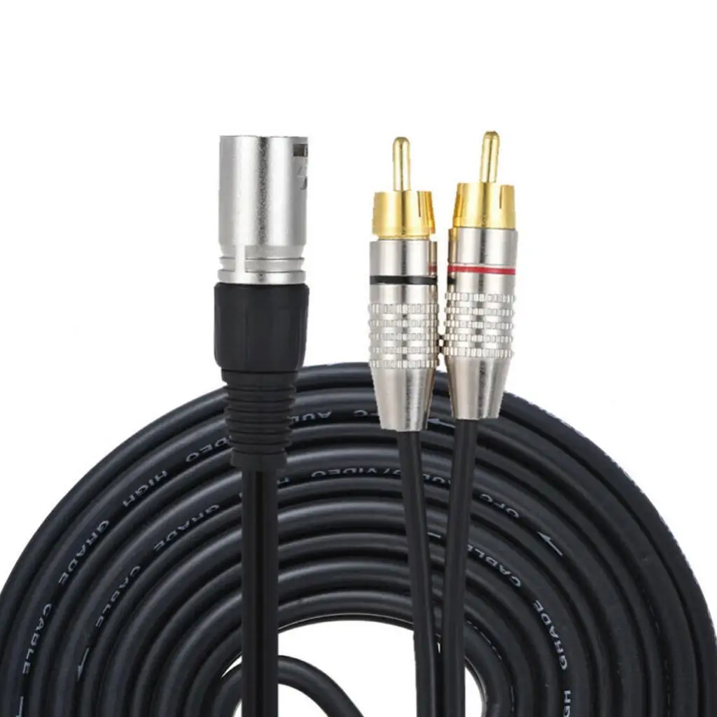 XLR Audio Splitter Cable to Rca Dual Male Rca Connectors Xlr Plug Adapter Sturdy Pvc for Dj Console