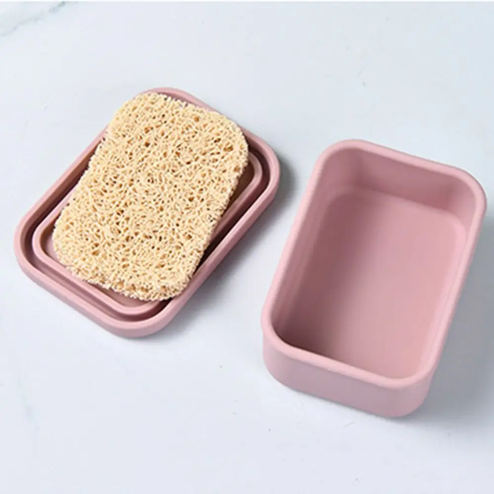 Multifunction Square Travel Soap Box with Lid Self Draining Drain Soap Dish High Quality Silicone Storage Box Bathroom Use