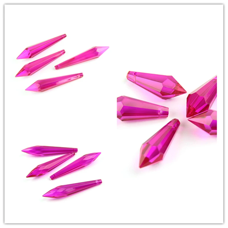 

38MM/63MM/76MM Rose Color K9 Crystal Chandelier Pendants Prisms Cut&Faceted Glass U-Icicle Drops For Cake Topper Decoration