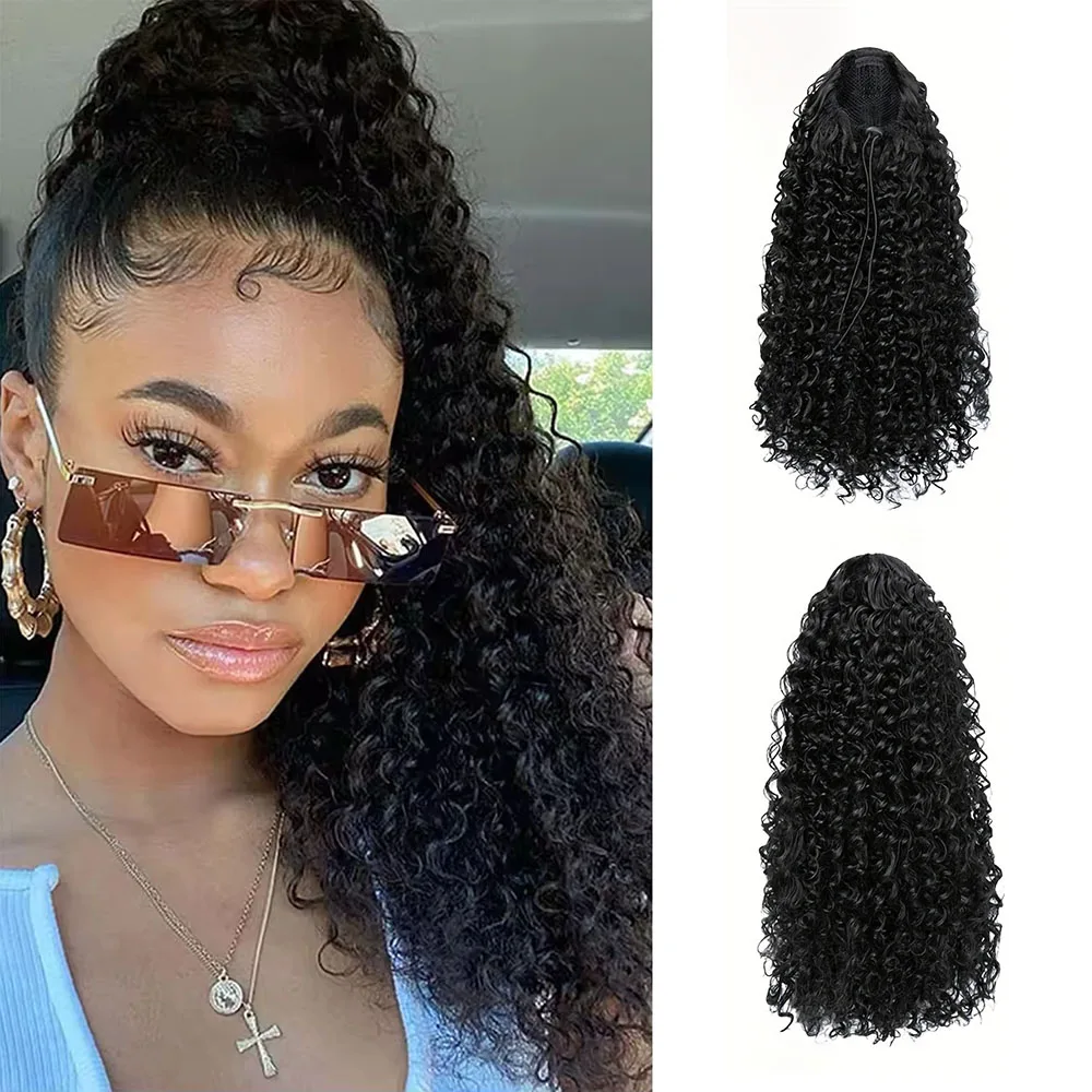 

10-30 дюймов странные вьющиеся волосы конский хвост на шнурке конский хвост 100% бразильские человеческие волосы Remy наращивание хвоста натуральные волосы