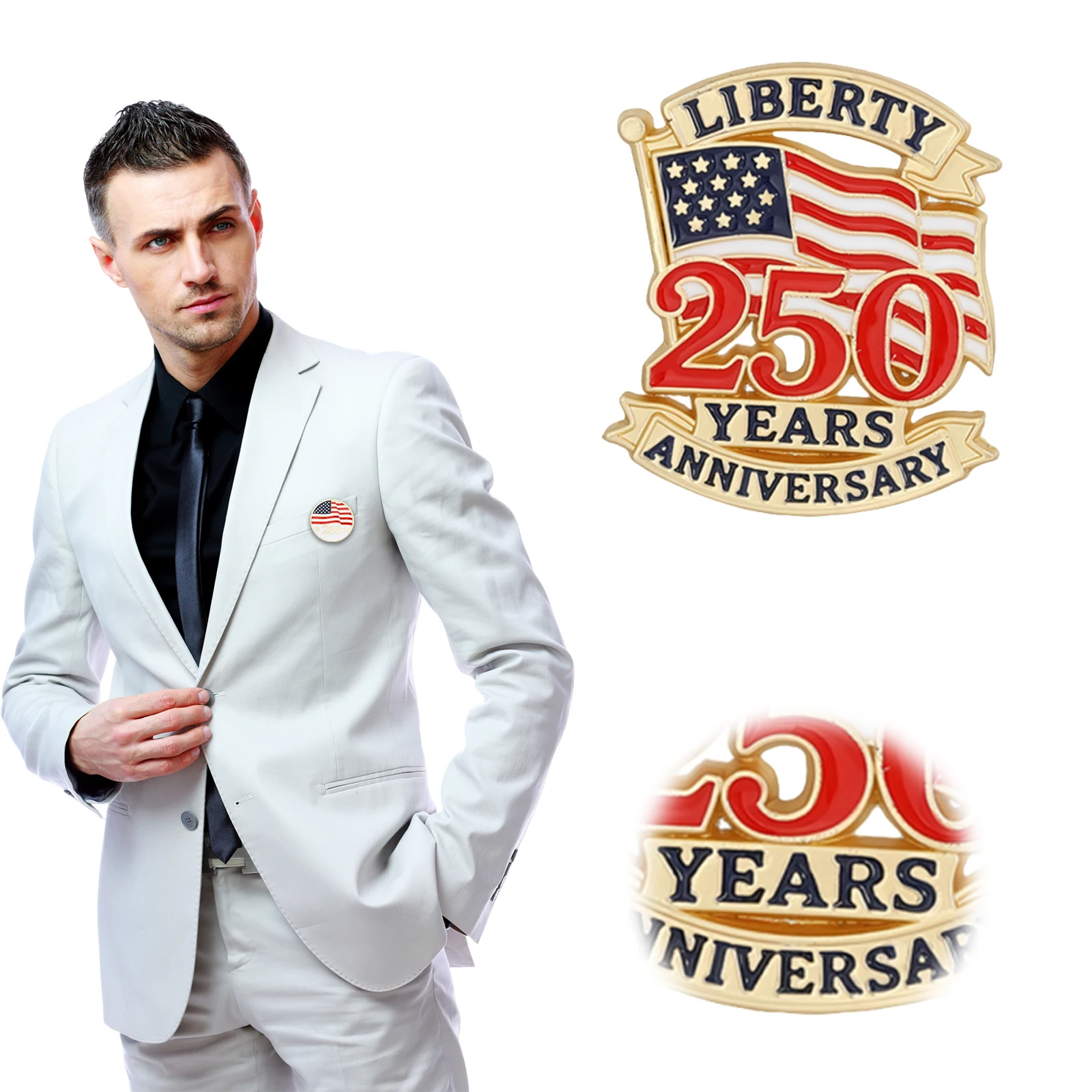 250 Years America Flag Anniversary Pins 250th Anniversary Lapel Enamel Pin Independence Day Holiday Gifts for Women Men