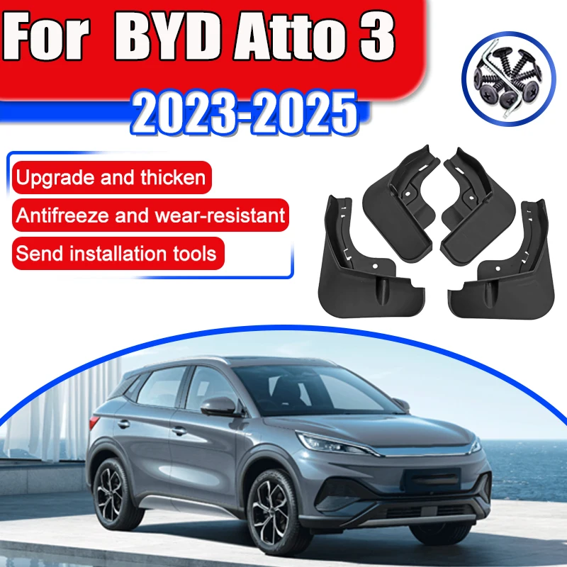 Car Mudguards For BYD Atto 3 Accessories 2023 2024 2025 4 PCS Auto Anti-splash Mud Flaps Splash Guards Fenders Car Accessories