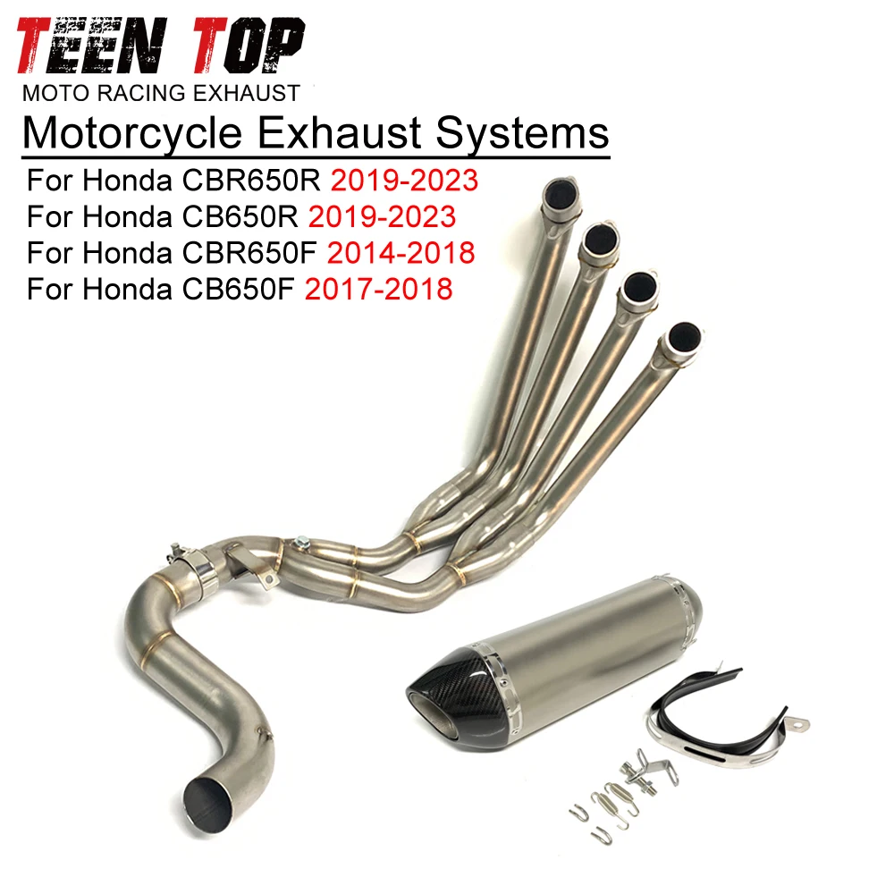 For Honda CBR650R CB650R CBR650F Full Exhaust Systems Motorcycle Escape Stainless Steel Front Link Pipe Muffler CB650R 2019-2023