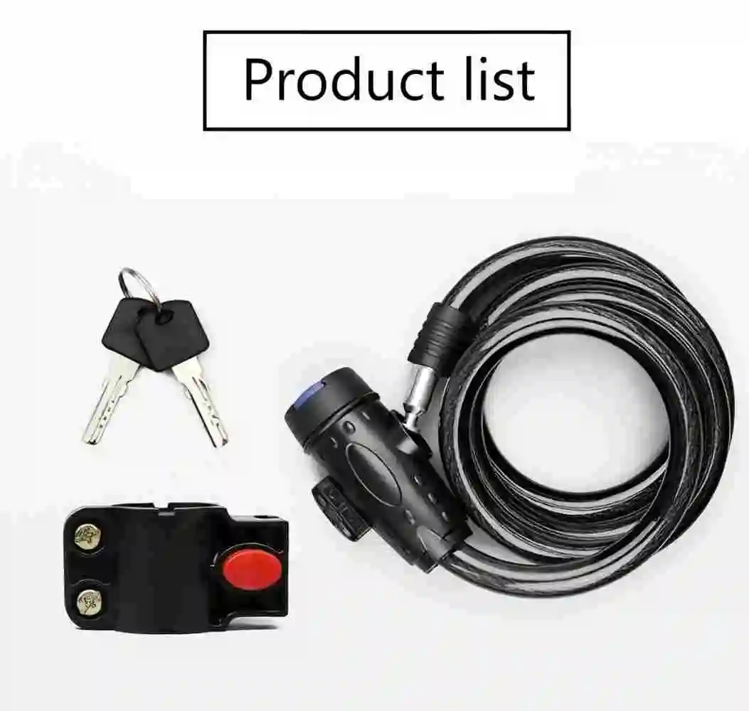 

Велосипедный замок со спиральными безопасными ключами, велосипедный тросовый замок с монтажным кронштейном, устойчивый к атмосферным воздействиям, противоугонный велосипедный замок для скутера