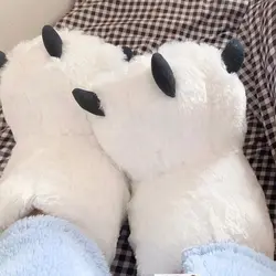 Boys Girls Home Slippers Furry Warm Couple Indoor Shoes Women Cotton Boots Fur Slides Creative Cute Bear Claw Winter Slippers