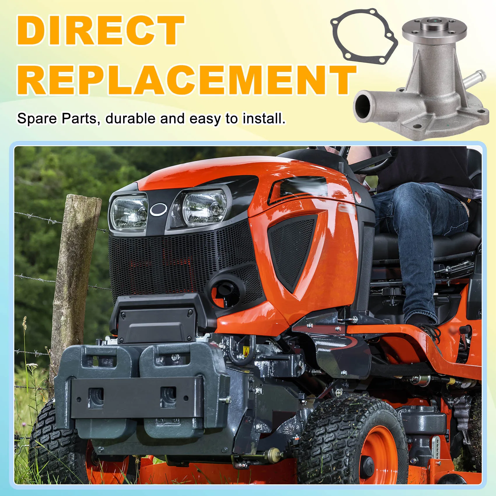 Stable-Water Pump 15534-73030 For Kubota Compact Tractor B5200 B6200 B7200 B8200 B1550 B1750