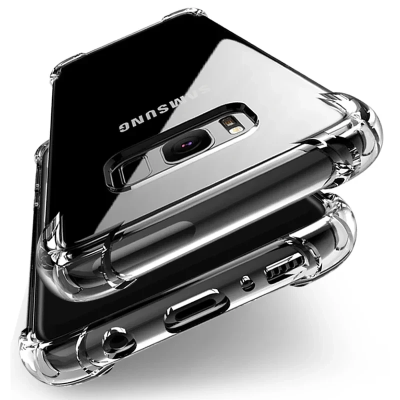Stoßfeste, klare, weiche Silikonhülle für Samsung Galaxy S20 S21 S22 S23 FE S8 S9 S10E S10 Note 10 Plus 20 Ultra Cover
