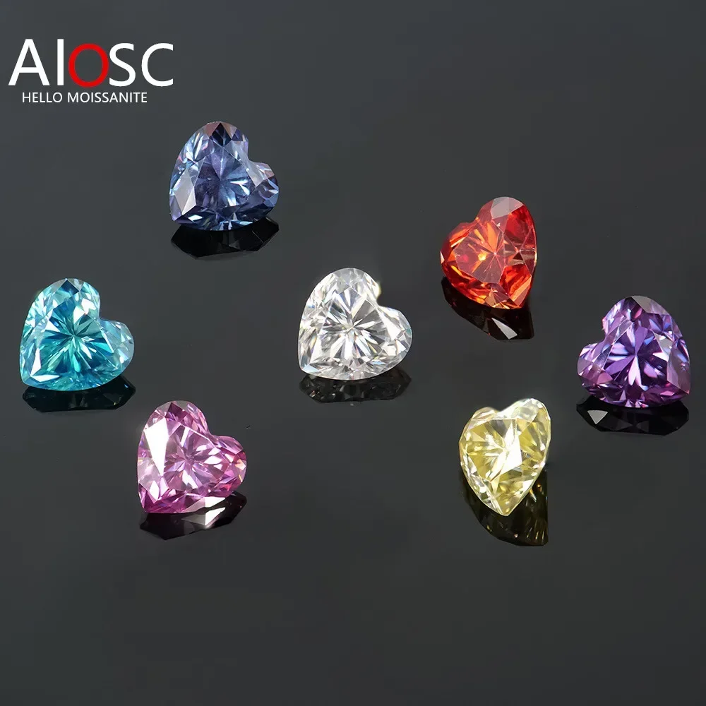 

AIOSC Loose Moissanite Stone Colourful Gesmtone Many Shapes Pass Diamond Tester Pen DIY Jewelry Making with GRA Certificate