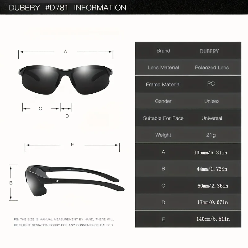 DUBERY Polarized UV400 Protection Sunglasses For Men And Women 8 Colors Model 672