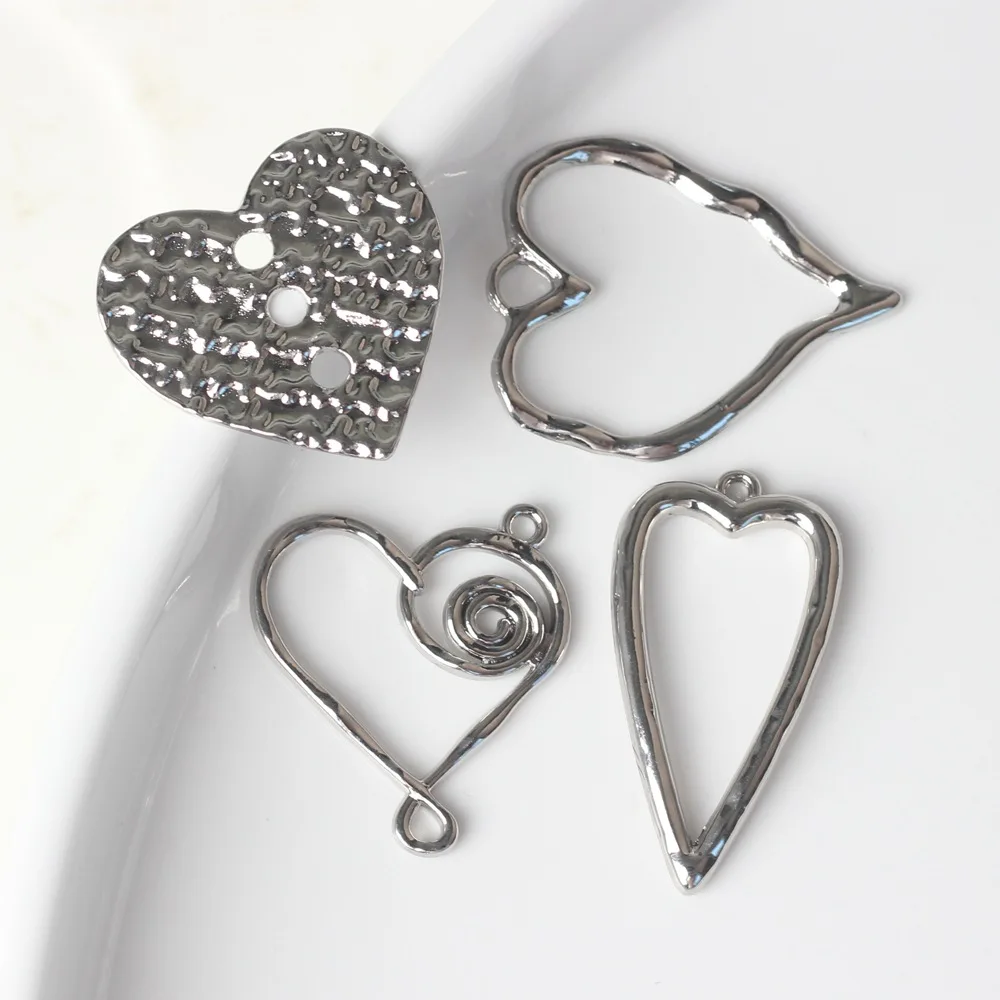10 قطعة/الوحدة 20*37 مللي متر سبائك الزنك الجوف القلب قلادة صغيرة سحر عقد دي اي واي سوار أقراط اكسسوارات