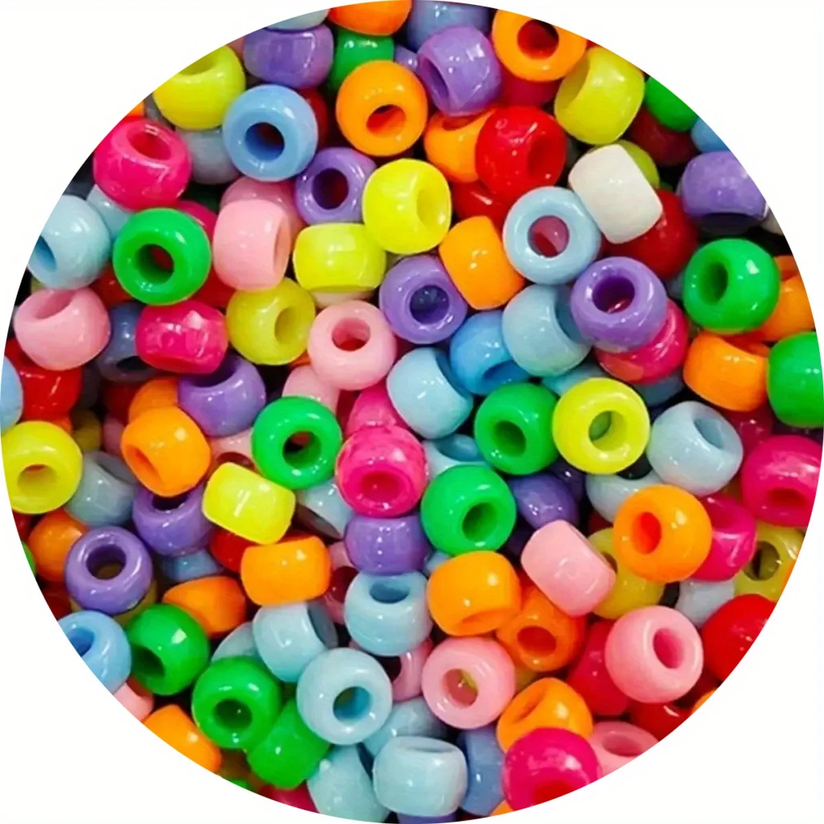 500 PCS Large Hole Pony Beads for Crafts, Hair Braids, and Bracelets - Durable Plastic Beads for Endless Creativity
