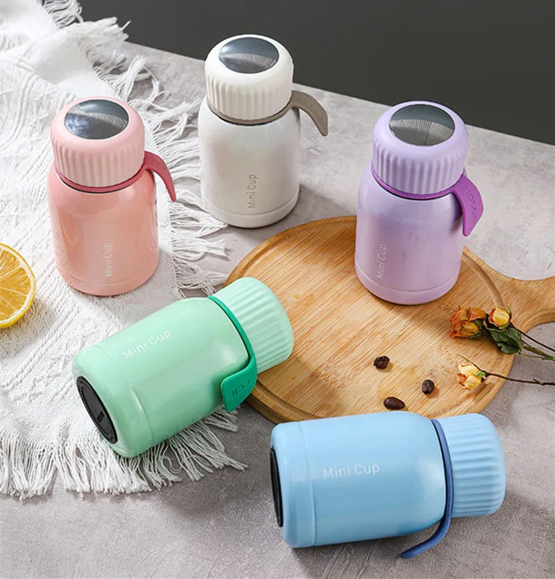 280 мл модная мини-термос из нержавеющей стали 316, силиконовая веревка, портативный милый карманный стакан для термобутылки для кофе, чая