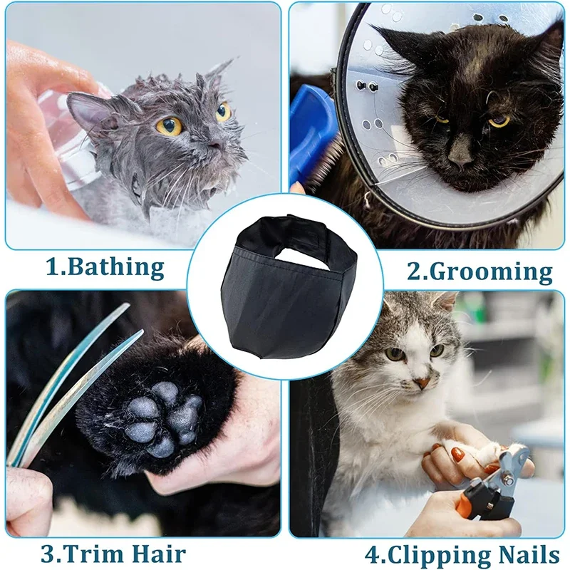 Cat Anti-bite Muzzles Breathable Nylon Protective Hood Cat Grooming Restraint Bags For Prevent Cats From Biting Nail Trimming