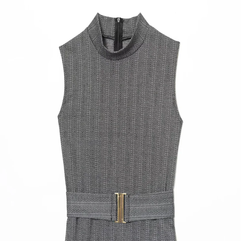 Vestido de sarja na moda feminina com cinto moda sexy 2025 outono sazonal vestido sexy na moda