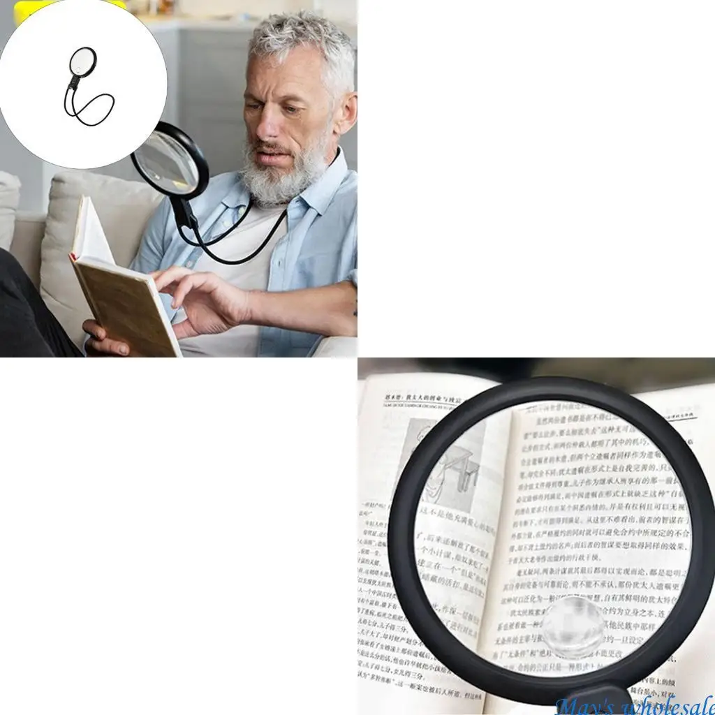 Lupe mit Licht, Schwanenhalslupe zum Lesen, LED-Großlupe für Buch-Handheld-Hals-Desktop-Nutzung 448A