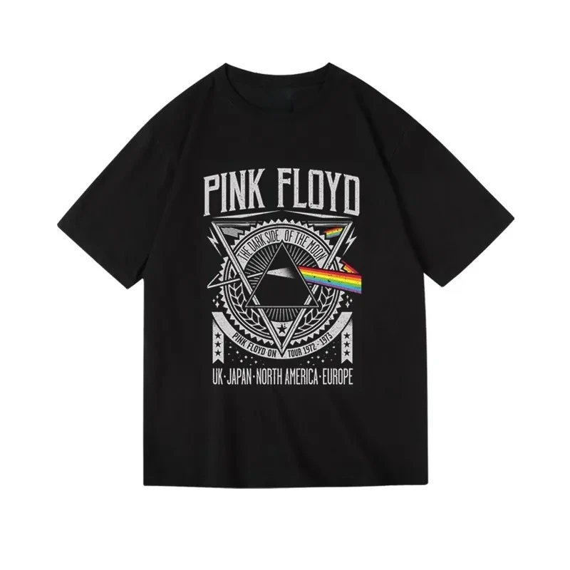 Pink Floyd Dark Side of The Moon Album Art T-shirt Tops Vintage Clothes Hip Hop Tee Clothing Suitable for Both Men and Women
