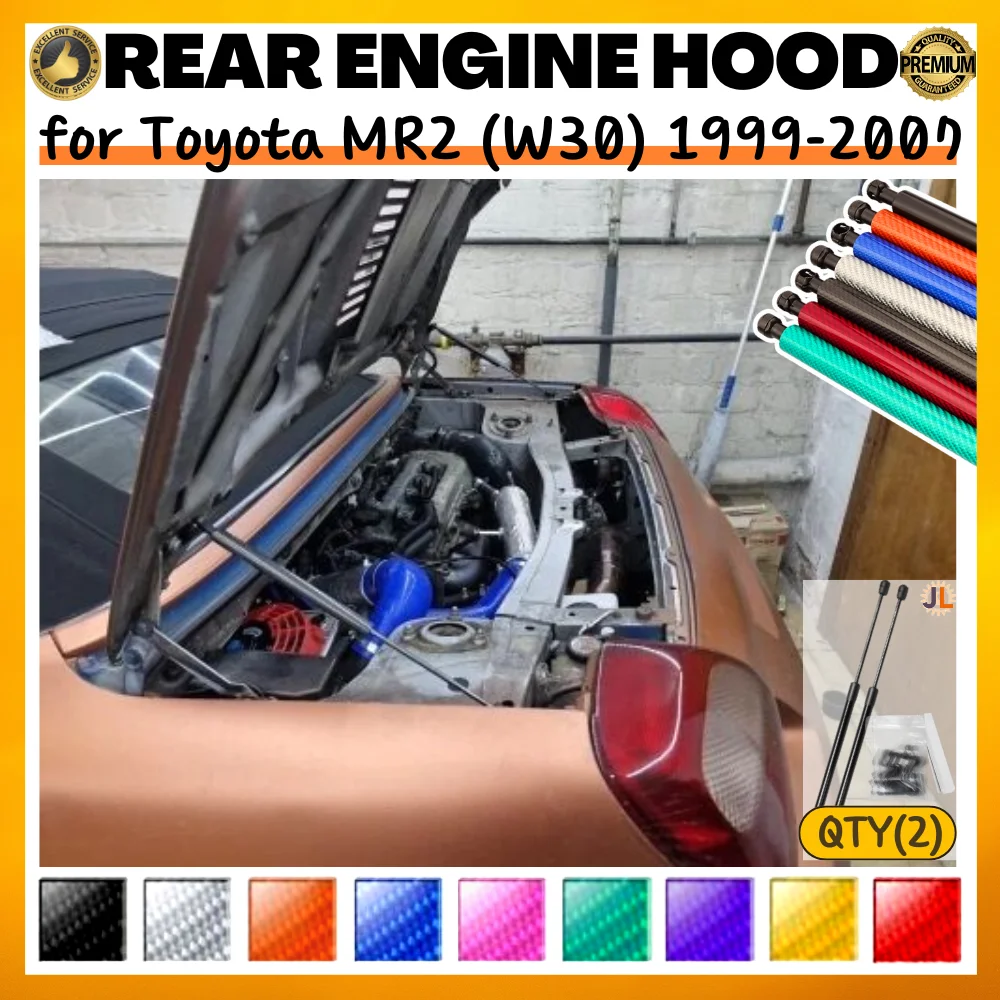 

Qty(2) Rear Engine Hood Struts for Toyota MR2 Roadster Spyder W30 1999-2007 Carbon Fiber Cover Modify Gas Springs Lift Supports