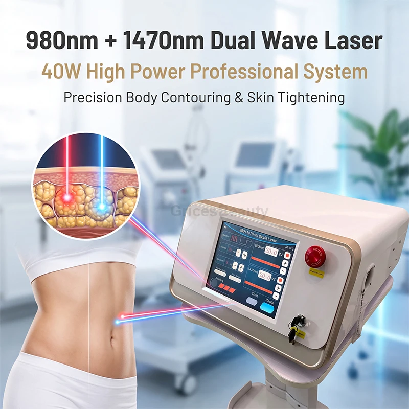 Fat Loss Machine 1470nm 980nm Dual-wavelength Fat Dissolving Device SMA905 600um Bare Fiber Laser Beauty Salon Equipment
