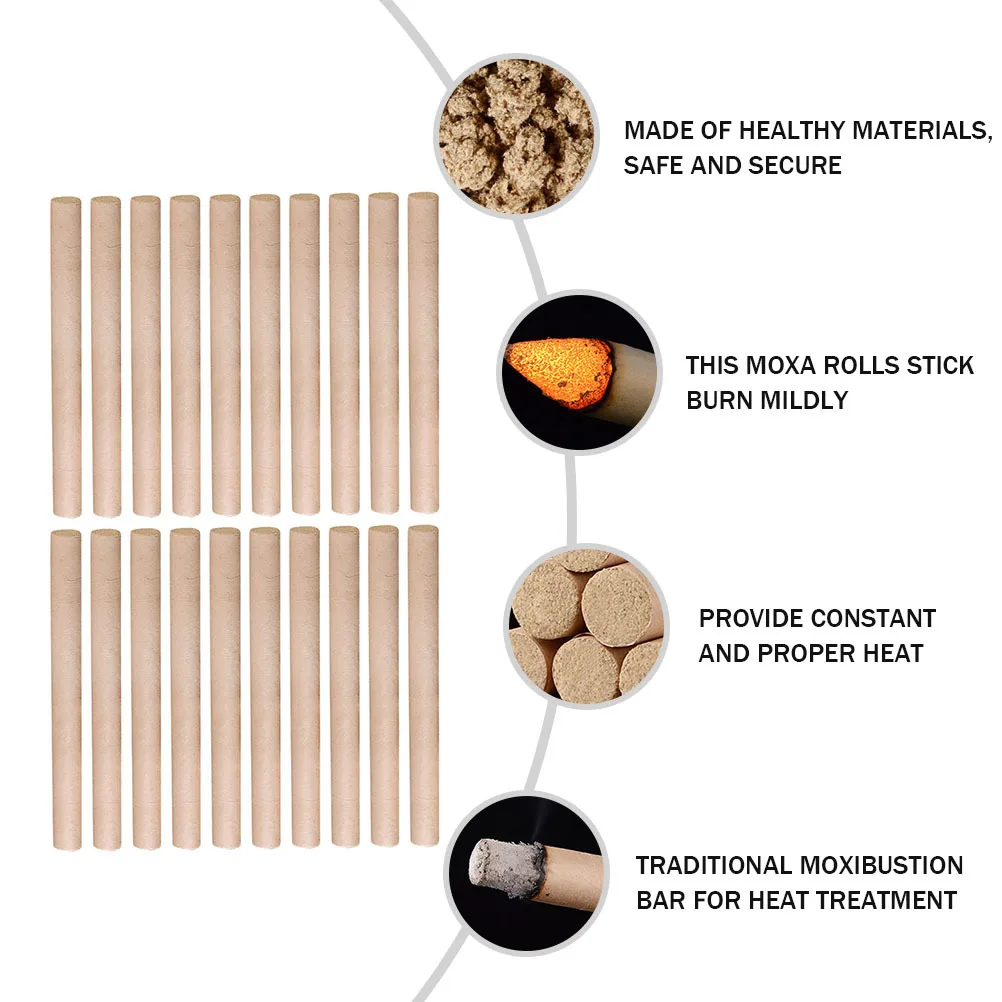

20Pcs Moxa Sticks Handcrafted Mugwort Rolls for Moxibustion Therapy Natural Pain Relief Safe Heat Treatment Acupoint Healing