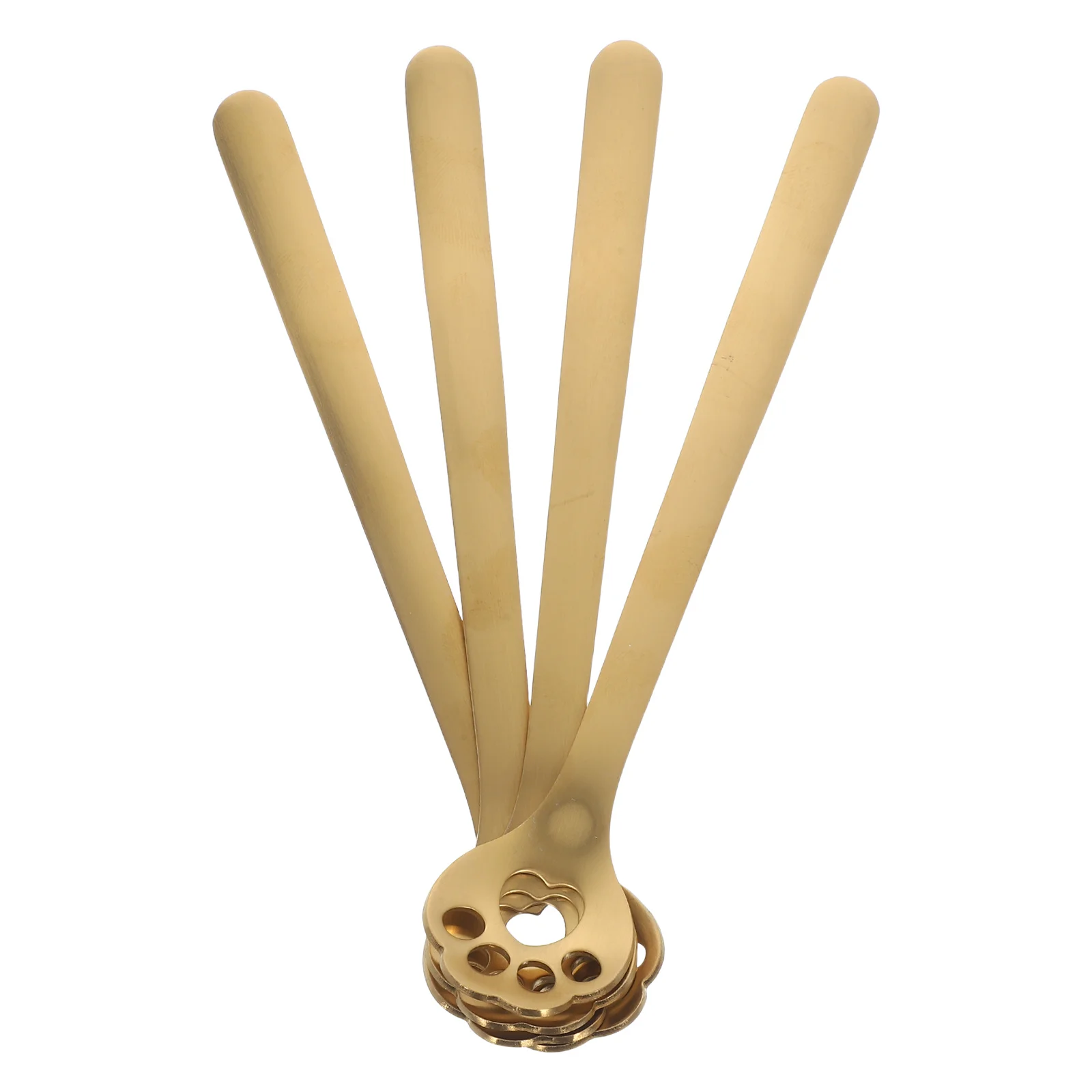 Cucharas ranuradas de mango largo de acero inoxidable, agitador de café, helado, yogur, postre, cuchara pequeña para desnatar, cocina, 4 Uds.