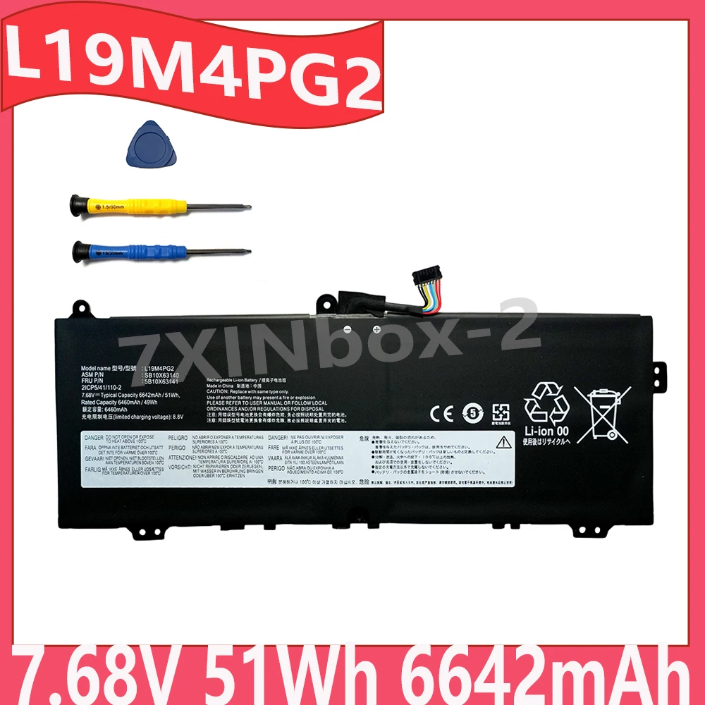 L19M4PG2 7.68V 51Wh 6642mAh OEM Laptop Battery For Lenovo IdeaPad Flex 5 CB-13IML05 L19D4PG2 L19L4PG2 free tools