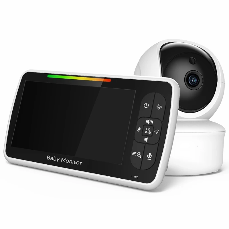 

A10G-5 Inch Lullabies Video Baby Monitor With Camera And Audio Remote Pan-Tilt-Zoom 2-Way Audio Temperature Sensor EU Plug