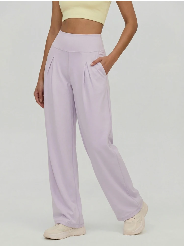 VITALINOVO Damen-Hose mit weitem Bein, ohne Taschen, hohe Taille, Stretch, lockere Jogginghose, Nake-Feeling, lässig, Lounge, Yoga, Workout, Palazzo – Detail 3