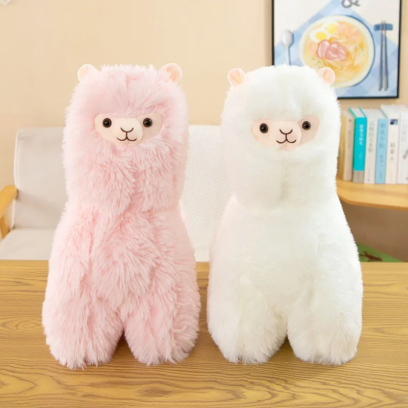 Adorável Brinquedo De Pelúcia Alpaca, Rosa e Branco, Recheado Macio, Lhama De Ovelha Bonito, Bonecas De Animais, Travesseiro Do Sono, Decoração De Cama De Casa, Presente, 40 cm, 50 cm, 60cm